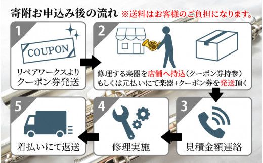 管楽器修理費用につかえるクーポン券 3,000円分