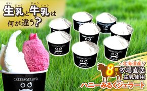 北海道産 生乳 ジェラート アイス ハニー ミルク 8個入り ジェラートセット