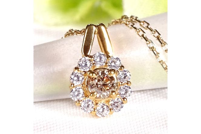 ネックレス K18YG イエローゴールド ブラウンダイヤモンド 0.4ct ダイヤ フラワー ペンダント 【f218-bw-k18yg】 [オーダーメイドジュエリーメイ 山梨県 韮崎市 20745462] 18金 アクセサリー アクセ レディースアクセサリー レディース ダイヤモンド ジュエリー 宝石