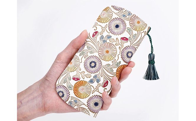 【文庫屋大関】メガネケース　更紗菊【皮革工芸品】 ファッション小物 民芸品 