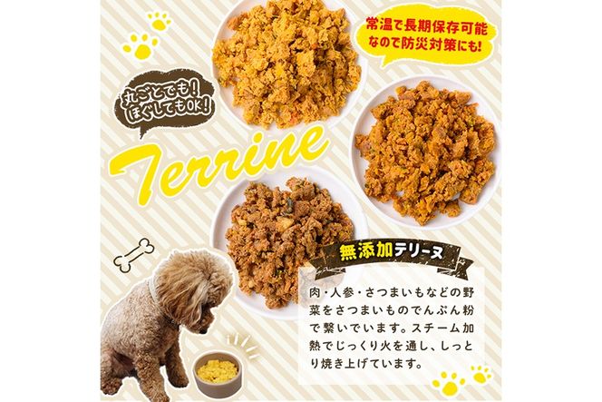 a1085 《種類・配送が選べる》＜保存料・着色料 不使用＞愛犬用無添加テリーヌ レトルトパック 豚テリーヌ(2袋～21袋・3回・6回・12回定期便)【Nフードサービス】姶良市 豚 テリーヌ 犬 ドッグ ペット フード エサ レトルト おやつ ごはん ご飯 間食 ご褒美