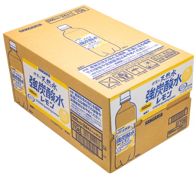 【2ヶ月定期便】サンガリア　伊賀の天然水　強炭酸水　レモン　1ケース（500mL×24本）【igge-tkb0005】