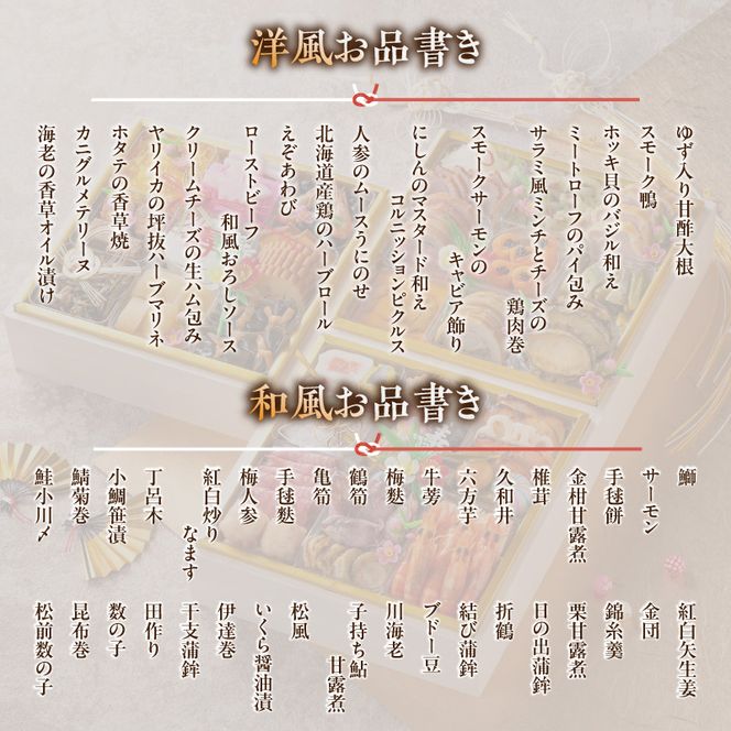 【ふるさと納税】名鉄小牧ホテルのおせち料理(和洋折衷三段)冷蔵 52品 4～5人前 2027年 【数量限定 お申込期限12/15まで】 解凍不要 ホテル特製 伝統 おせち 2026 おせち料理 小牧市 お節 冷蔵おせち 人気 新春 迎春おせち 定番おせち 本格おせち 和洋折衷おせち 縁起物おせち 12月31日 お届け お正月 お取り寄せ［018M03］