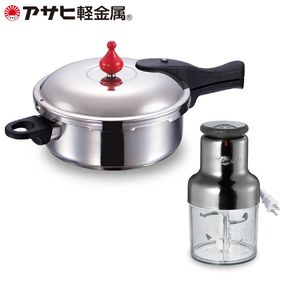 圧力鍋 ゼロ活力なべ M 3.0L オールチョッパー セット フードプロセッサー IH対応 ガス対応 ステンレス ゼロ活力鍋 掃除ブラシ レシピ付き みじん切り チョッパー コンパクト 調理器具 キッチン 家電 アサヒ軽金属 日本製 日用品