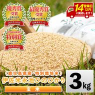 isa535 ＜14営業日以内に発送！＞令和7年産 特別栽培米 永池ひのひかり玄米(3kg) 鹿児島 永池 お米 米 玄米 伊佐米 九州米サミット 食味コンテスト 最優秀賞受賞 ヒノヒカリ 【エコファーム永池】