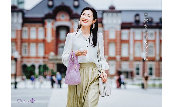 〈Chaleur シャルール〉Ribbon marcheレース【S】サイズ ファッション かばん トートバッグ 手提げ 