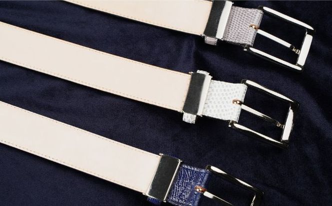 ベルト SAKURA WAQS 匠リザードベルト33ミリ ( 紺 グレー 白 ) 革 革製品 皮革製品 ファッション 小物 高級 リザード 吟ズリ加工 高級仕立て カジュアル 手づくり 