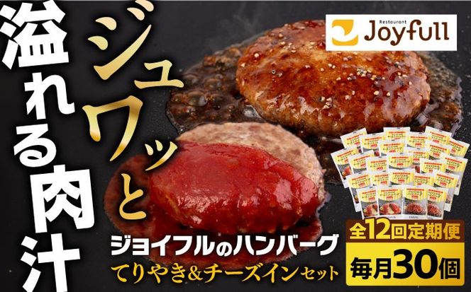 【全12回定期便】ジョイフル ハンバーグ スペシャル 詰め合わせ 2種 30個 セット《築上町》【株式会社　ジョイフル】[ABAA080]