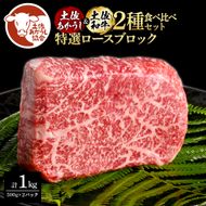 【CF-R7hbk】土佐あかうし＆土佐和牛2種食べ比べ（500g×2パック）1キロ 1kg 特選ロースブロック 特選 ロース ブロック肉 牛肉 赤牛 和牛 国産 エイジングビーフ 天下味 エイジング工法 熟成肉 ギフト