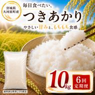 つきあかり 定期便 6回/10kg（5kg×2袋） 令和8年産 新米 ブランド米 白米 精米 【小分け】 宮城県大河原町産