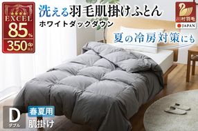 【春夏用】洗える！ 羽毛 肌掛け布団 ダブル ホワイトダックダウン 85% 0.5kg (無地 グレー) 羽毛布団 布団 ふとん 羽毛 肌掛け 掛け布団 寝具 夏用 日本製 国産 抗菌防臭 無地 コインランドリー [川村羽毛 山梨県 韮崎市 20745102]