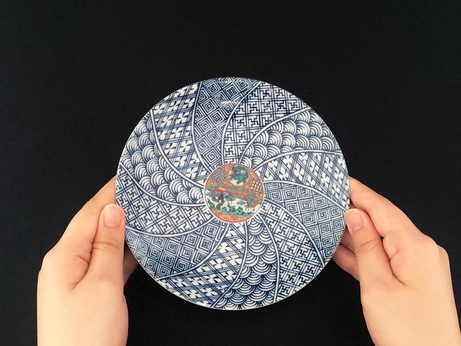 九谷焼　5.2号皿揃　時代画 （5枚セット）a01 食器 キッチン雑貨 キッチンアイテム 雑貨 小物 お皿 丸皿 食卓 テーブルコーディネート 