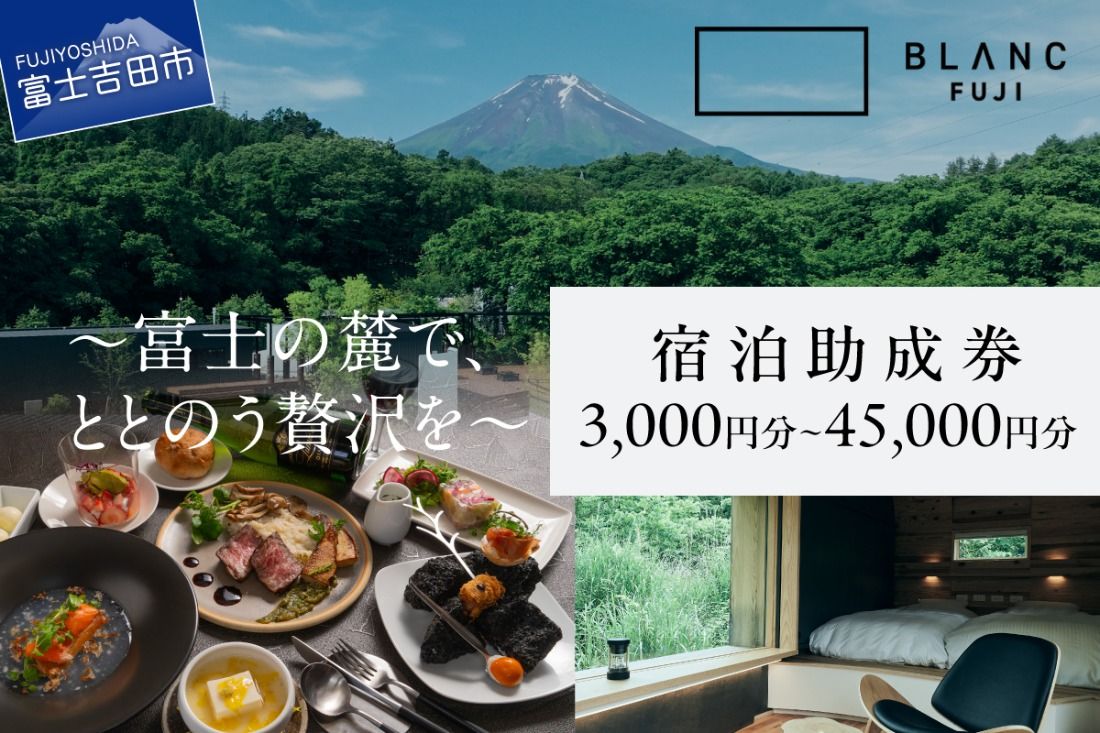 [BLANC FUJI]宿泊助成券 [選べる宿泊助成券 3,000円分〜45,000円分]助成券 クーポン 旅行 観光 ヴィラ 山梨 富士吉田