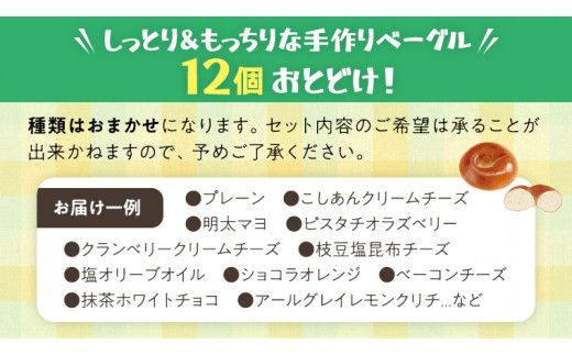 ベーグル 専門店 12個 おすすめ セット パン 詰め合わせ 詰合せ 食べ比べ bagel 冷凍 食感 しっとり もっちり おしゃれ まとめ買い お取り寄せグルメ  《 種類おまかせ 》  [EA001us]