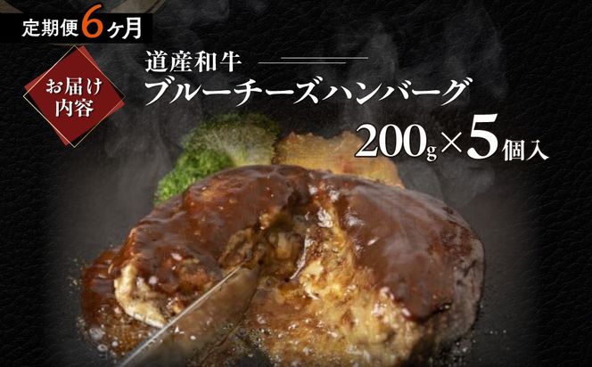 【6ヶ月定期便】道産和牛ブルーチーズハンバーグ（200g）5個入り MROA196