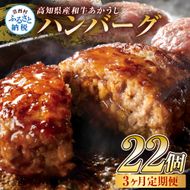 t215cdm　創業50年老舗レストランの幻の和牛あかうしハンバーグ120g×22ケ 3ヶ月定期便 土佐あかうし 美鮮豚 牛肉 高級 ハンバーグ 冷凍 美味しい 肉汁ハンバーグ 焼くだけ 小分け 個包装 高級 国産 定期便 