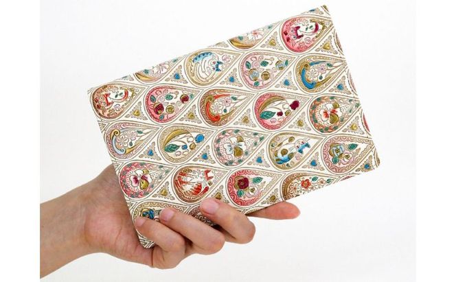 【文庫屋大関】パーソナルホルダー　花と猫＜ローズ＞【皮革工芸品】 民芸品 雑貨 日用品 ファイル 多用途 牛革 