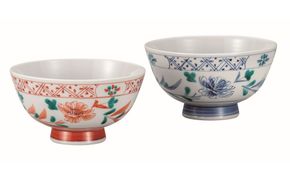 九谷焼　 組飯碗　色呉須花渕小紋  和陶房　a02 172111_CY2080
