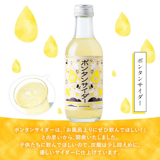 ボンタンサイダー(24本) 一つ一つ手作業で皮を剥き、果汁をしぼり仕上げました！ぼんたん ボンタン 文旦 サイダー ジュース 飲み物 飲料 果汁 フルーツ 果物 炭酸【ボンタンプロジェクト】akn055-02