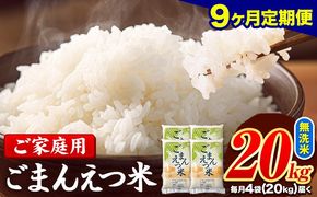 【9ヶ月定期便】 米 無洗米 ごまんえつ米 20kg 5kg×4袋 米 こめ 定期便 家庭用 備蓄 熊本県 長洲町 くまもと ブレンド米 熊本県産 訳あり 常温 配送 《お申込み翌月から出荷》---ng_gmntei_20kg_400500_mo9---