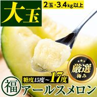 【0281111a】＜厳選極み＞マル福の高級アールスメロン(大玉2玉・計3.4kg以上)メロン フルーツ 果物 果実 3キロ 数量限定 期間限定 贈答 贈り物【マル福園芸組合】