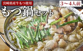 ＜もつ鍋セット（3～4人分）＞翌月末迄に発送【 宮崎県産牛もつ使用 国産 モツ 鍋 牛もつ鍋 セット 和牛 出汁 だし 唐辛子 とうがらし にんにく ニンニク 卵雑炊 チャンポン麺 ちゃんぽん 惣菜 3人前 4人前 】【b0924_to】