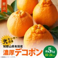 【2027年先行予約】和歌山有田の 濃厚 デコポン  約5kg 15～24玉 サイズ おまかせ 糖度 13度以上 光センサー 選果 こだわり 厳選 濃厚 甘さ 適度 酸味 不知火 フルーツ 果物 デザート 柑橘 果実 濃厚 甘味 国産 食品 食べ物 お取り寄せ お取り寄せフルーツ 和歌山県 湯浅町 送料無料_AB6175n