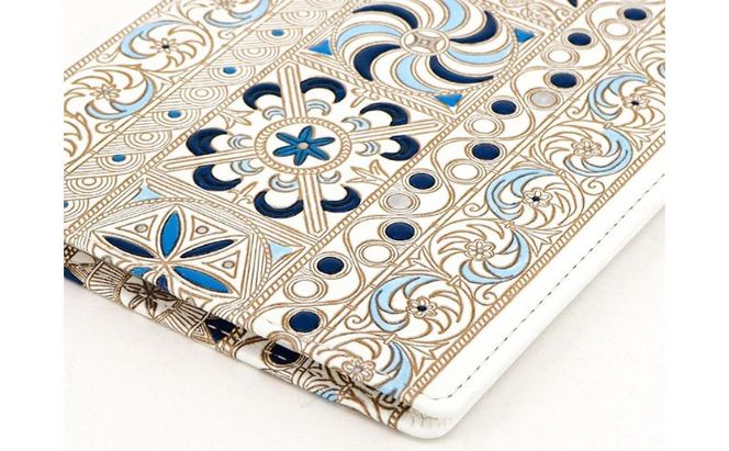 【文庫屋大関】パーソナルホルダー　錦紗＜青＞【皮革工芸品】 民芸品 雑貨 日用品 牛革 イスラム文様 ギリシャ文様 