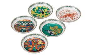 九谷焼　4.2号皿揃　時代絵 （5枚セット）a01 工芸品 