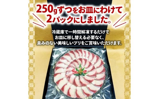 ぶり スライス 冷凍 合計 500g （ 250g × 2皿 ） 15000円 鰤 しゃぶしゃぶ ぶりしゃぶ 鰤しゃぶ 鍋 刺身 刺し身 さしみ カルパッチョ ぶり丼 海鮮丼 海鮮鍋 寿司 鮮魚 魚介類 海産物 ブランド 魚 養殖 小分け 簡単 国産 パック セット 特許 超冷薫 愛媛県 愛南町 オンスイ