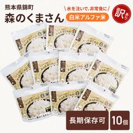 【訳あり】熊本県錦町産森のくまさん使用！ 白米 100g 10袋セット もちもち食感　甘みしっかり アルファ米 保存食 非常食 長期保存 アルファ化米