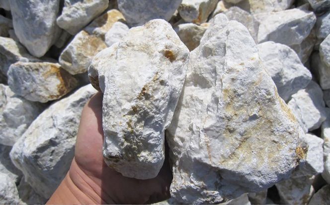 庭石、ごろた石 あまくさ石灰石中粒（90mm～150mm） 約20kg土嚢袋入り 合計約20kg 天草石 中粒 石灰石 ホワイト 白 石 天然石 庭 熊本県 上天草市