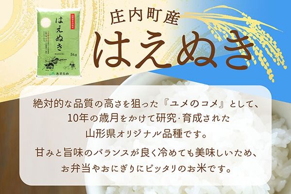 【令和8年産】JAあまるめ はえぬき 5kg 5kg×1袋 庄内町産 山形県 余目産 ブランド米 米 国産 単一原料米 山形 庄内平野 庄内