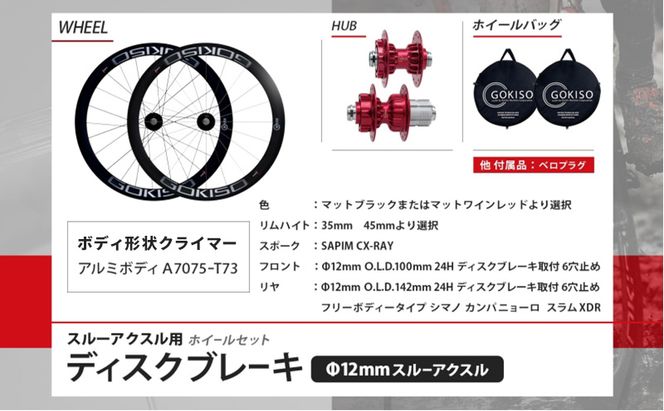  GOKISO スルーアクスル用ディスクブレーキホイールセット 自転車 ツール 部品 メンテナンス マウンテンサイクリング 自転車レース 趣味 ハブ タイヤ ライダー 自転車部品 技術 プロレーサー 近藤機械製作所 愛知県 蟹江町 