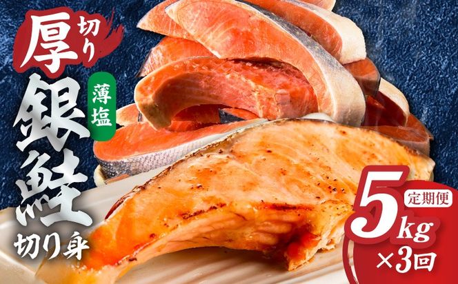 G6178 【定期便】厚切り銀鮭 切り身 5kg(約34切れ前後) 全3回【訳あり 規格外 海鮮 魚介 鮭 さけ サケ しゃけ おかず 簡単調理】