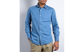 デニム シャツ MADE IN TAMANO × 土井縫工所 ブリーチデニム カジュアルシャツ 1枚 メンズ 岡山 日本製 オーダーシャツ オーダーメイド ファッション 服 男性 デニムシャツ 