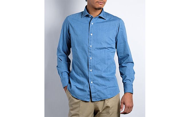 デニム シャツ MADE IN TAMANO × 土井縫工所 ブリーチデニム カジュアルシャツ 1枚 メンズ 岡山 日本製 オーダーシャツ オーダーメイド ファッション 服 男性 デニムシャツ 