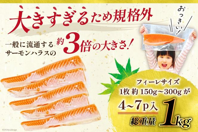 訳あり サーモン 刺身 トロ ハラス フィーレ 個包装 総重量1kg [足利本店 宮城県 気仙沼市 20564915] 魚介類 海鮮 さけ サケ シャケ 鮭 お刺し身 刺し身 はらす 鮭ハラス 個包装 骨取り 魚 魚介 小分け 生食用 真空パック 食品