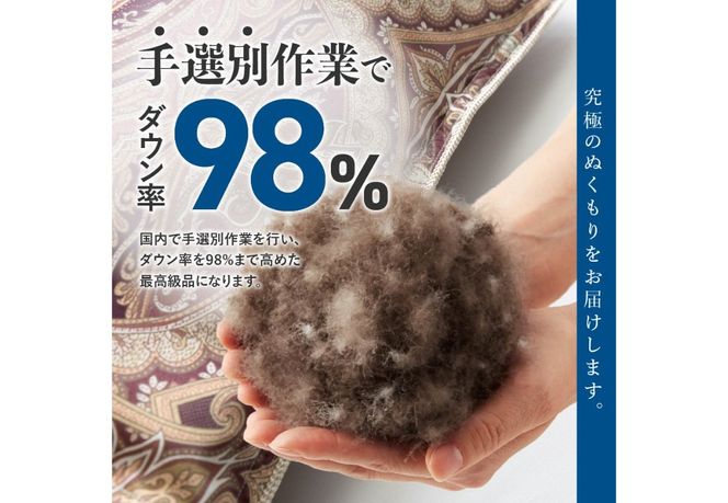 【甲州羽毛ふとん】本掛けシルクジャガード手選別アイダーダウン【選べるサイズ】シングル/セミダブル/ダブル/クイーン/キング 羽毛ふとん 掛け布団 シルクジャガード 本掛け 布団 アイダーダウン 回収キット付き 山梨 富士吉田　　