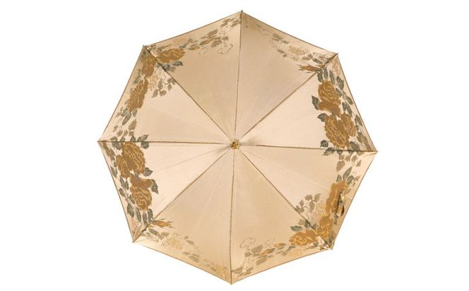 CB038 【槙田商店】晴雨兼用長傘　絵おり　バラとぶどう　ベージュ