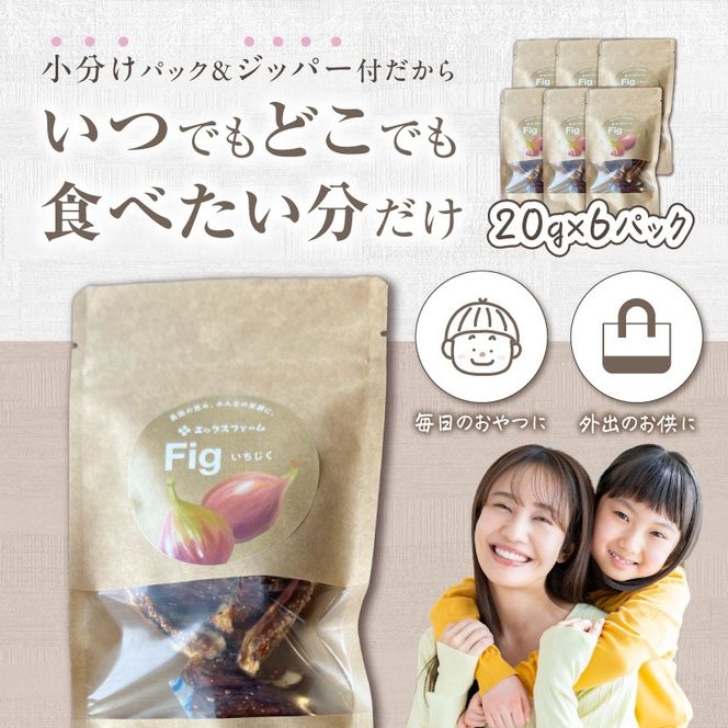 【無添加・砂糖不使用】農家が本気で作ったドライいちじく（20g×6パック） ドライフルーツ 完熟果実 乾燥 自然派 シンプル やさしい 甘い プチプチ イチジク 無花果 H164-013