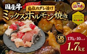 ＜チンするだけ！＞【秘伝のタレ漬け】国産牛ミックスホルモン焼き1.7kg（170ｇ×10パック）［鮮度を保つCAS冷凍］【 大阪府 門真市 】 272230_AS023