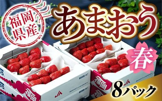 福岡産あまおう春８パック ※2025年2月上旬から2025年3月下旬に順次発送予定　AX005