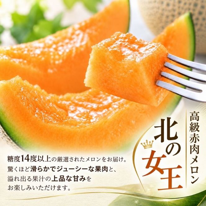 〈先行受付〉【2027年夏発送】北海道 赤肉メロン 北の女王 秀品 約1.6kg×2玉 計約3.2kg 令和9年 メロン 果物 フルーツ 旬 季節 希少 貴重 甘い 豊潤 国産 デザート ご褒美 産地直送 ギフト お祝い 贈答品 贈り物 常温