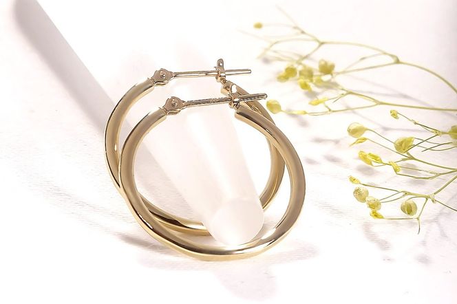 K18YG 地金 フープ ピアス【無垢仕上げ】【20mm】 EmP0089 SWCJ020