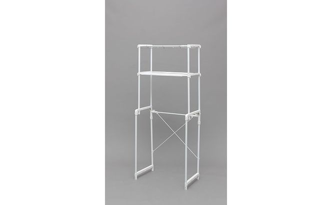 ランドリーラック LR-16P ランドリーラック 伸縮 ランドリー収納 収納 洗濯機収納 棚付き フラット棚 一人暮らし 洗剤 柔軟剤 洗濯小物 ホワイト おしゃれ アイリスオーヤマ