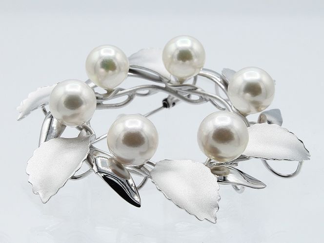 アコヤ真珠 パール ブローチ 8.5mm 6個付 SV925 (25399) アクセサリー ブローチ アコヤ 真珠 パール ブローチ SV925 シルバー ジュエリー アクセサリー 山梨県 甲斐市 BR-97