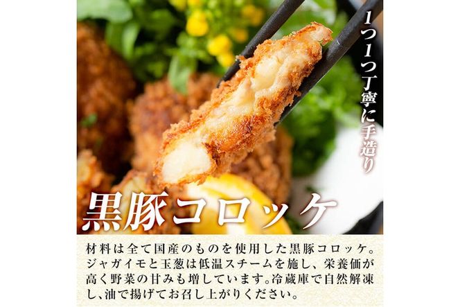 a105 国産！鹿児島黒豚「短鼻豚」無添加コロッケ 6個セット【鹿児島ますや】姶良市 国産 鹿児島黒豚 豚肉 無添加 冷凍黒豚コロッケ 揚げるだけ 小分け 真空パック 簡単 惣菜 総菜 おかず 弁当