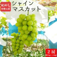 紀州有田産シャインマスカット２房（約1kg〜1.4kg）【先行予約】【2026年8月下旬以降発送予定】AN050