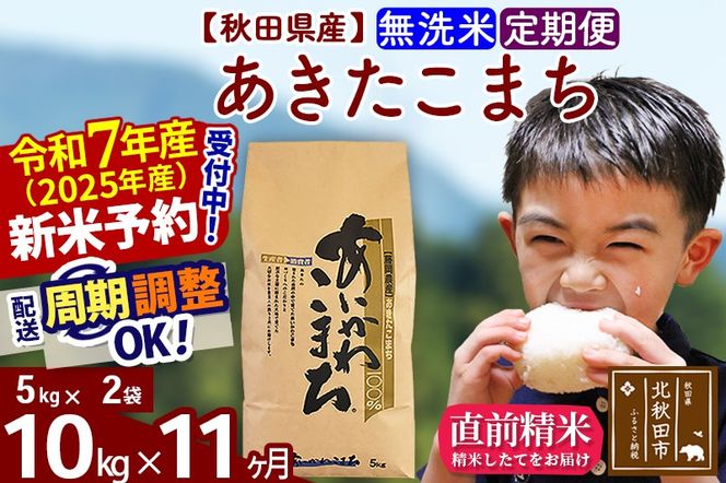 ※令和7年産 新米予約※《定期便11ヶ月》秋田県産 あきたこまち 10kg【無洗米】(5kg小分け袋) 2025年産 お届け周期調整可能 隔月に調整OK お米 藤岡農産|foap-30611